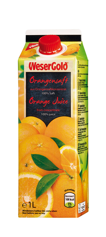 Wesergold Orangensaft 100% 8 x 1,0 l